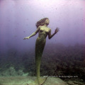 Cheap and fine metal craft bronze swimming mermaid statue for garden aquarium decoration